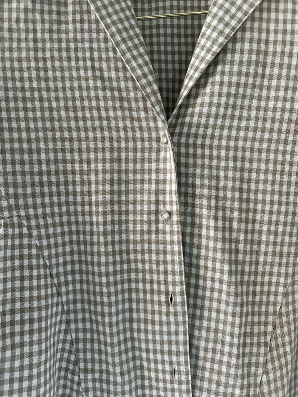 Pomander Place Tuckernuck Linen Gingham Button-Up Blazer Blouse - Picture 4 of 8